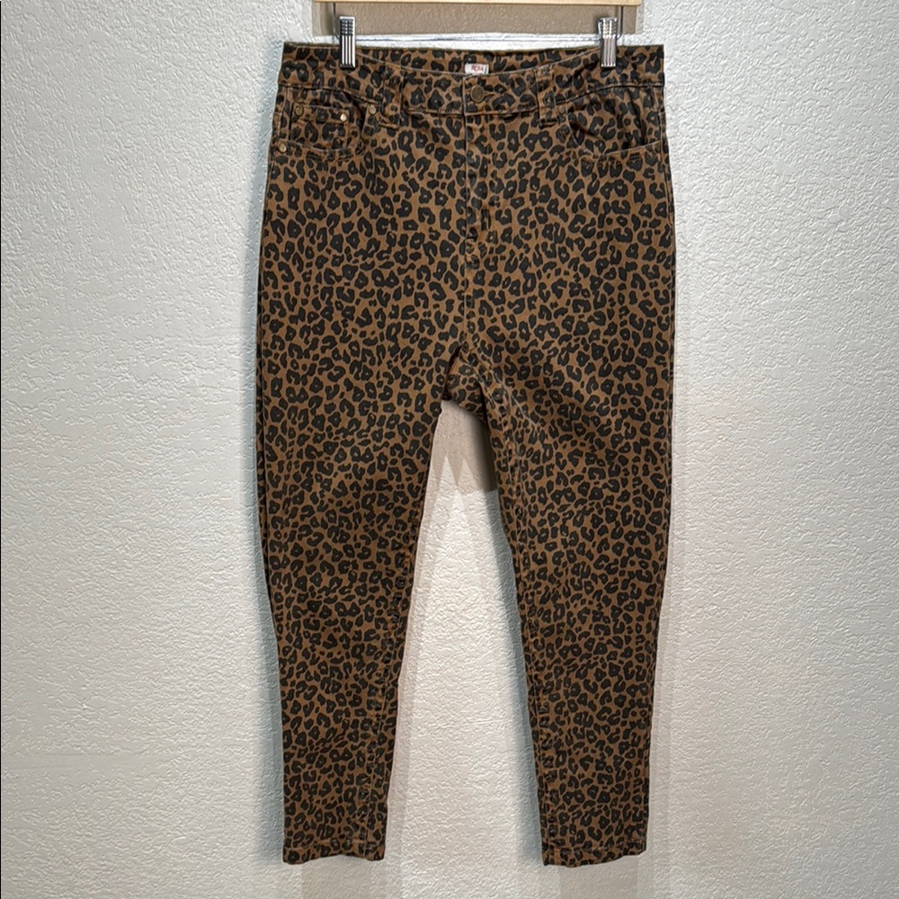 Reba Women‎ Leopard Cheetah Print Ankle Stretch Jeans Brown and Black Size 16